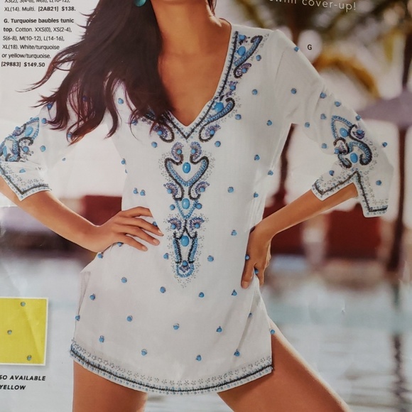 Boston Proper Turquoise Baubles Swim Cover-up XS - Picture 1 of 6